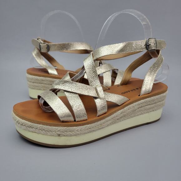 Lucky Brand Jenepper Espadrille Boho Wedge Sandal Metallic Gold Women’s Size 8 - Picture 1 of 12